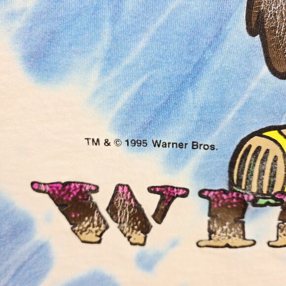 Vtg Wile E Coyote Its Cool Looney Tunes Shirt XXL Single Stitch USA 90s Tie Dye - Picture 5 of 12